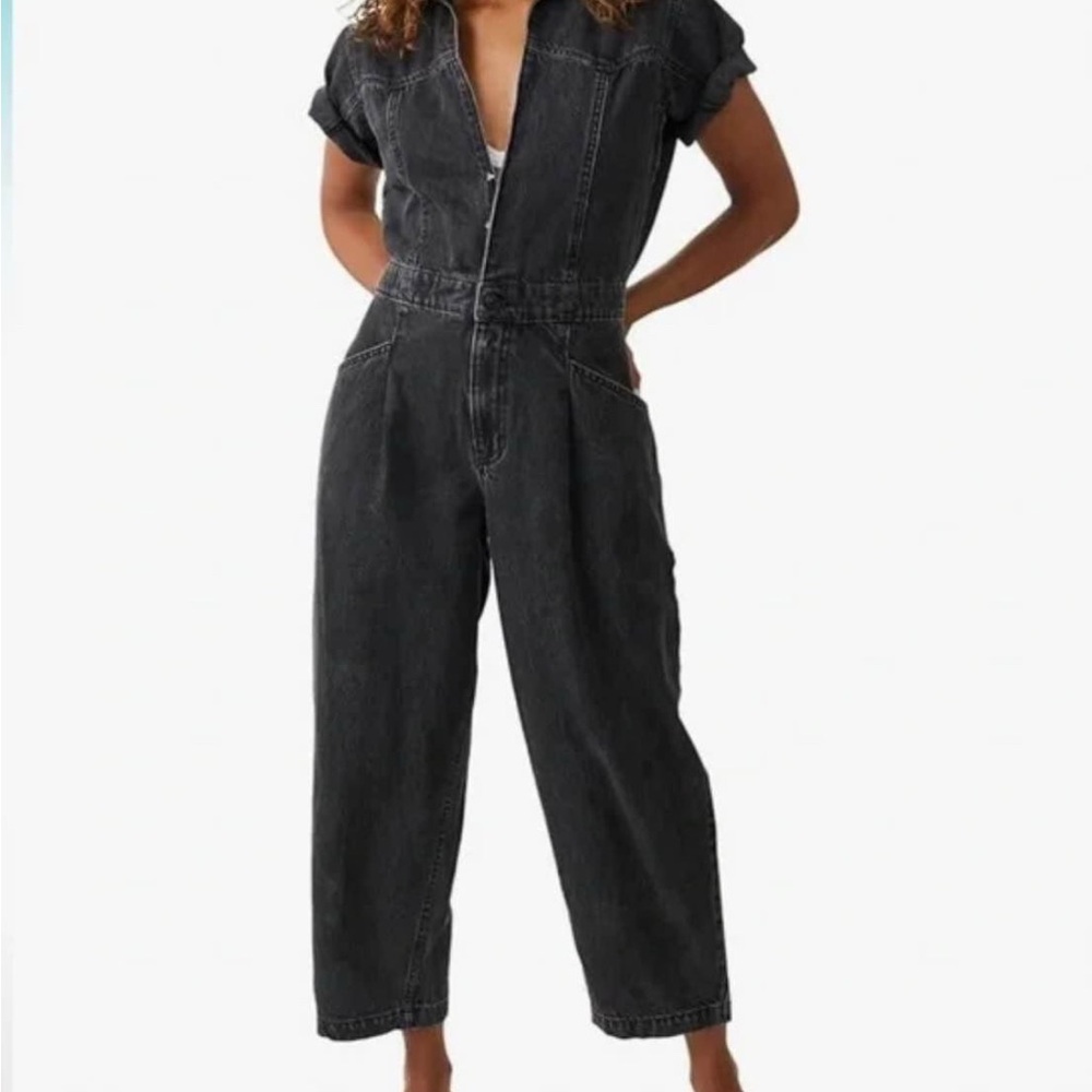 Women's faded Black Denim Jumpsuit.